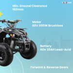 450 Electric Quad Bike for Adults 60V 500W 3 Speed 70KM Range Orange ATV - Image 4