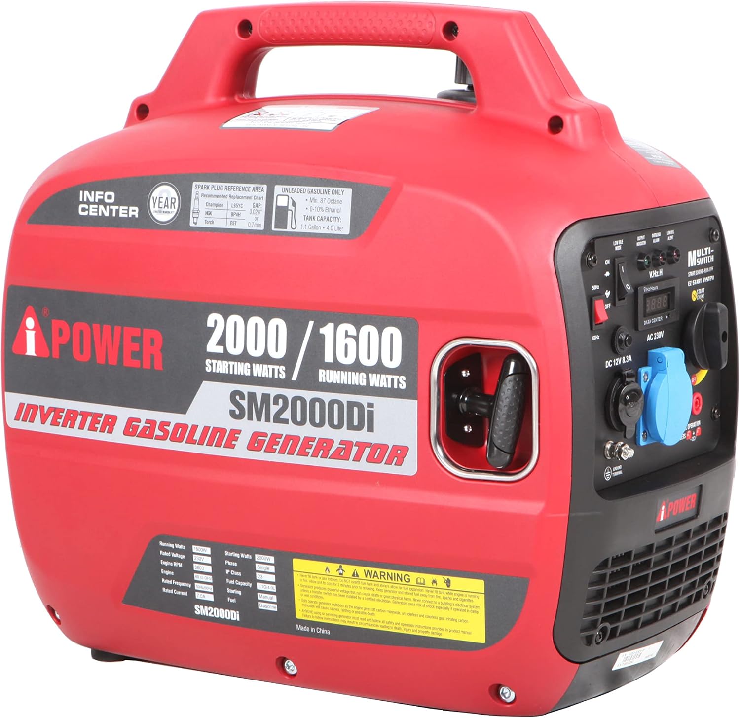 4 iPower A Gasoline Silent Inverter Generator 2000W 50/60Hz Portable Power Unit - Image 1